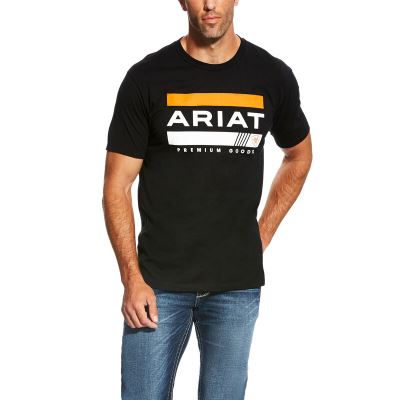 Ariat Bar Stripe - T Shirts Zwart Heren - 34976-663